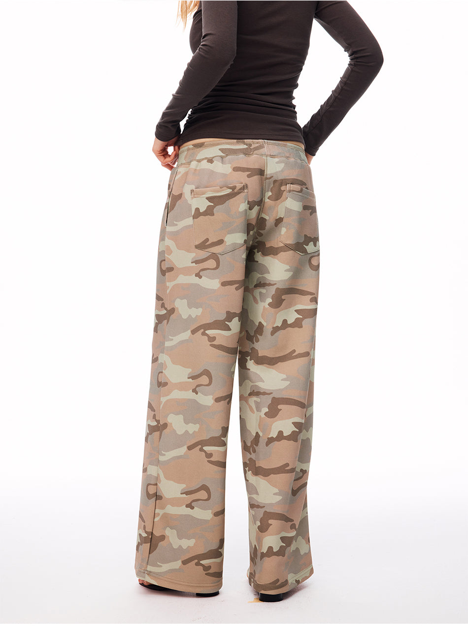 MADWITCH CAMO DRAWSTRING WIDE-LEG SWEATPANTS #CK61087