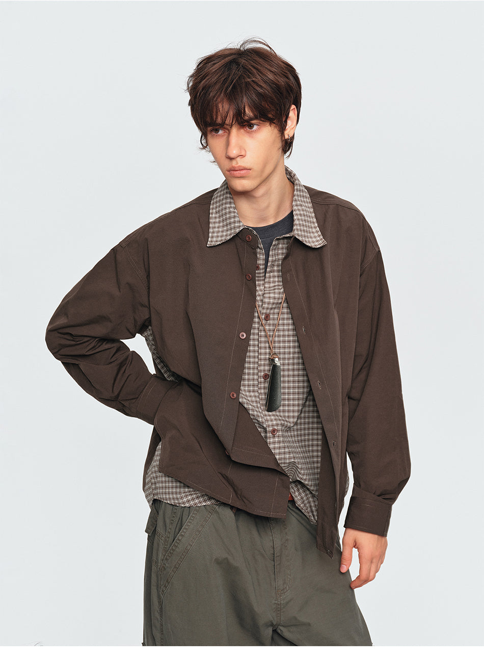 MADWITCH LAYERED PLAID OVERSIZED SHIRT #991513