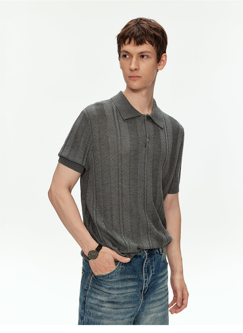 MADWITCH LYOCELL TEXTURED KNIT POLO SHIRT #AW26821