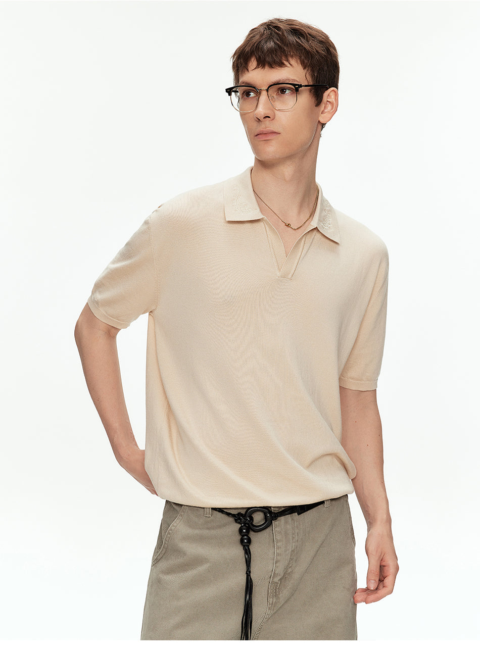 MADWITCH LYOCELL EMBROIDERED KNIT POLO SHIRT #27511