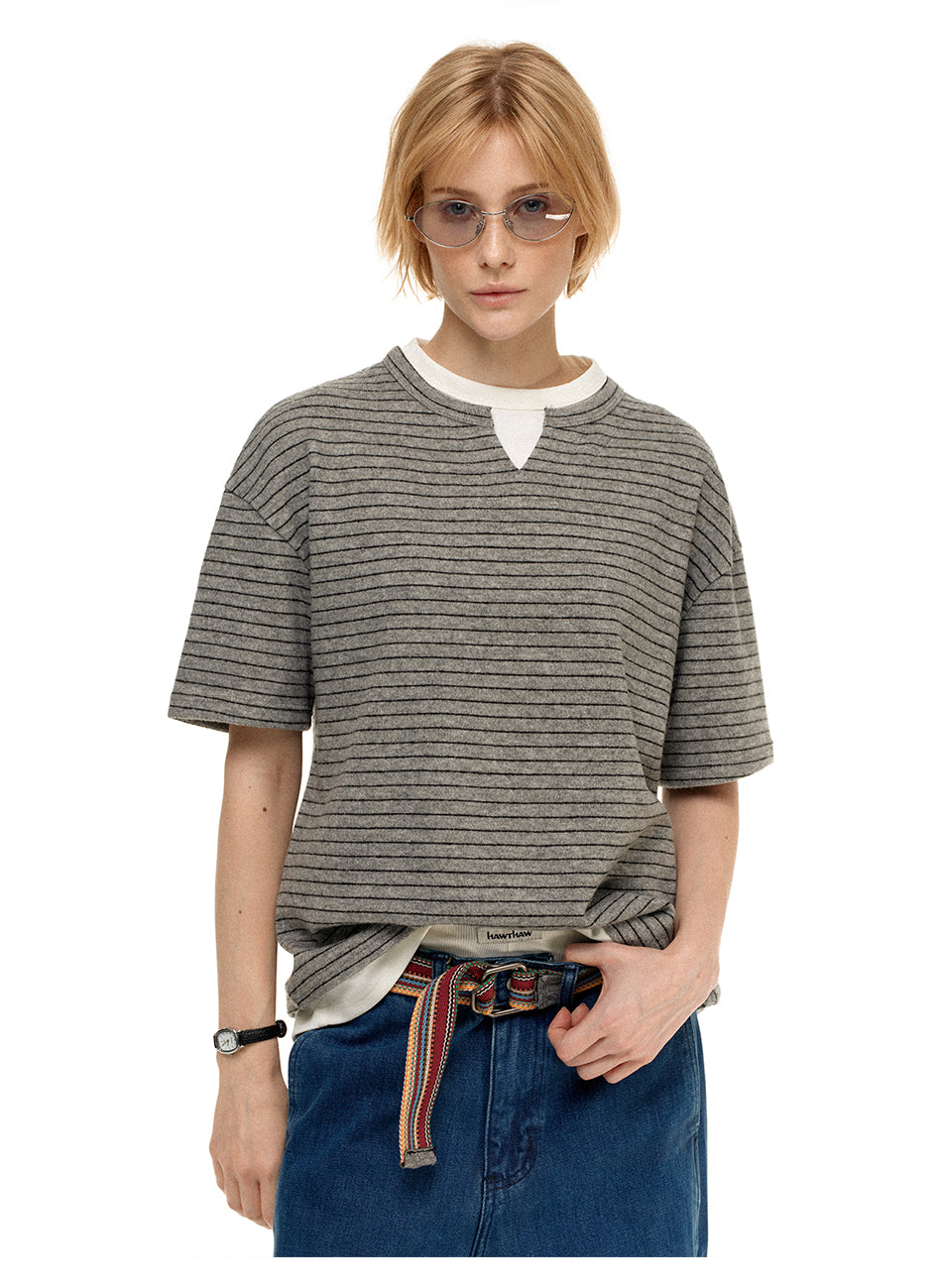 MADWITCH FAUX LAYER STRIPE TEE #WP2