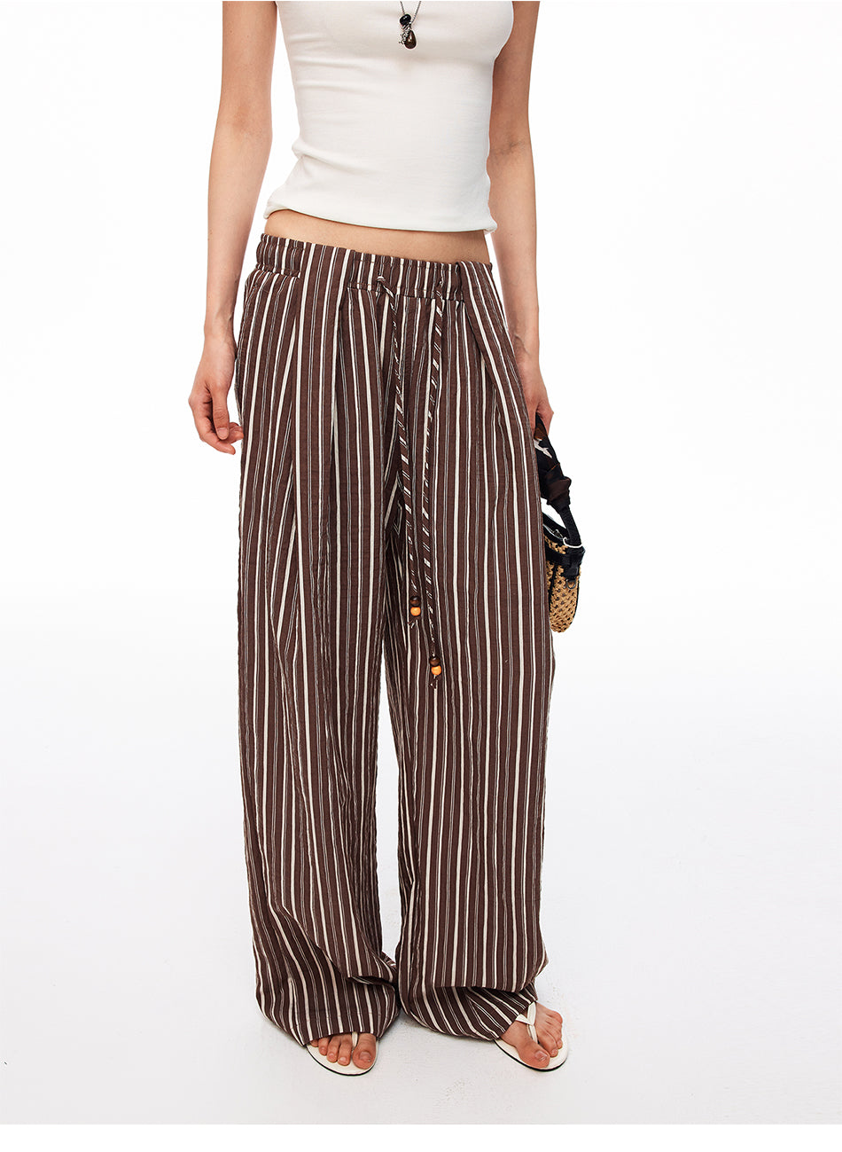 MADWITCH STRIPED LYOCELL-BLEND WIDE-LEG PANTS #CK61030