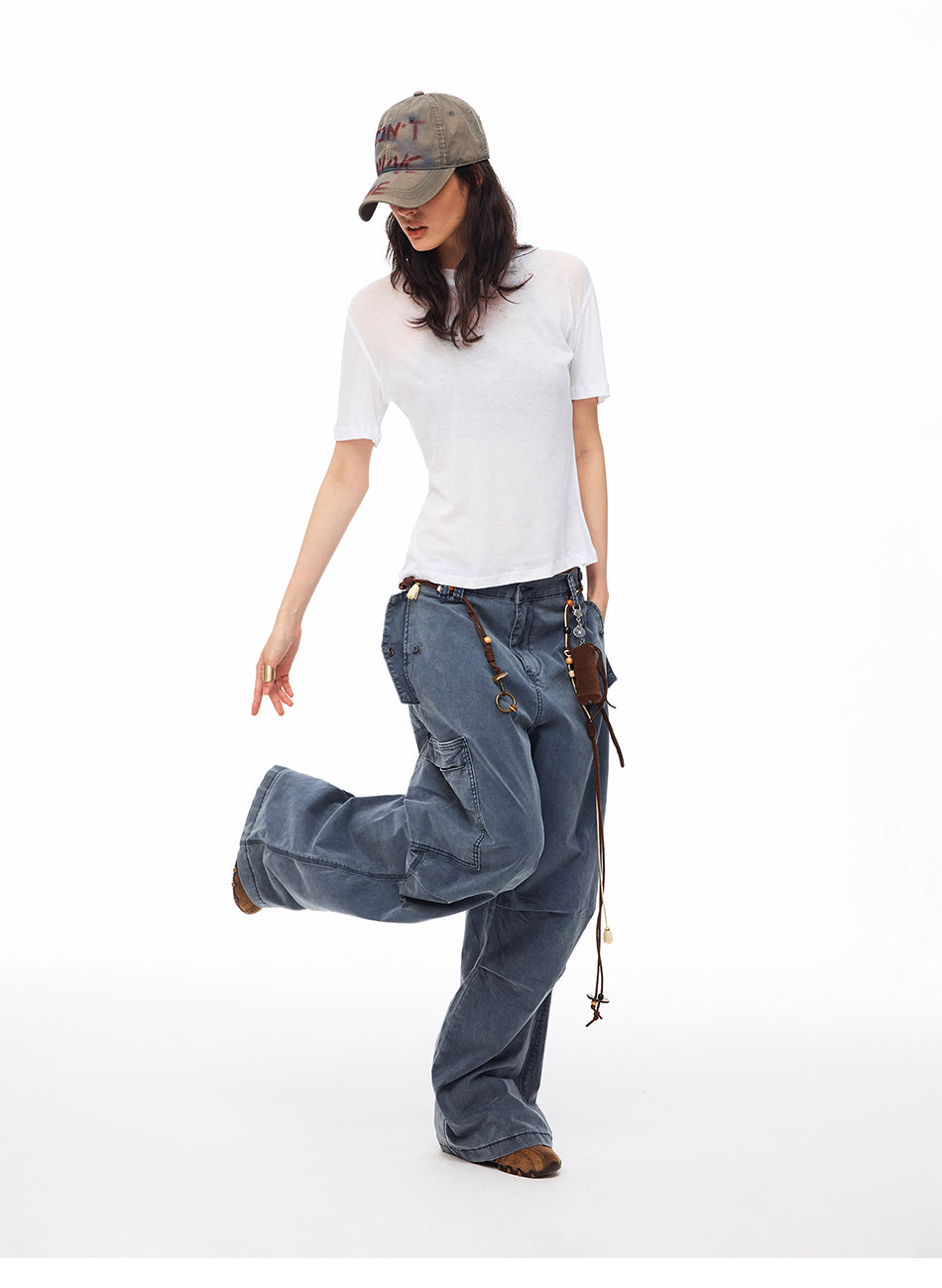 MADWITCH WASHED MULTI-POCKET CARGO PANTS #CK3635