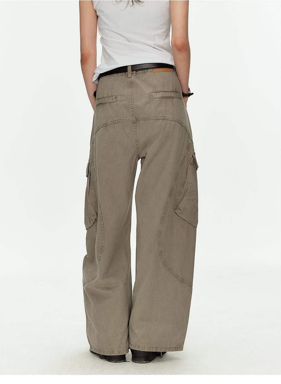 MADWITCH VINTAGE WASHED CURVED CARGO PANTS #K701