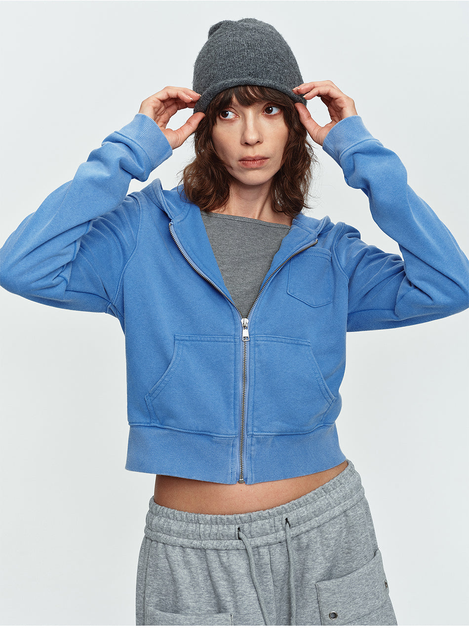 MADWITCH WASHED CROPPED ZIP HOODIE #2026712