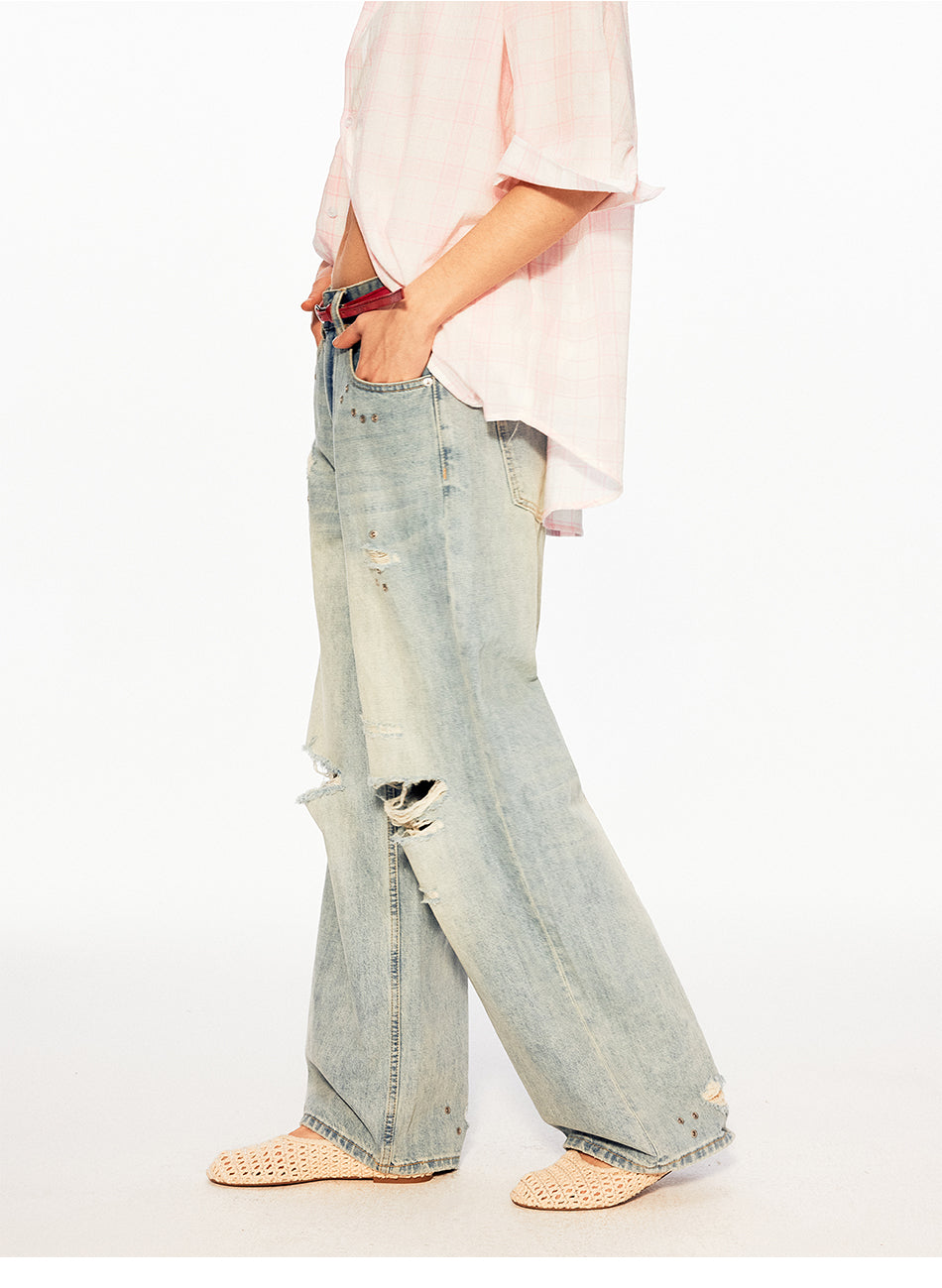 MADWITCH STUDDED DISTRESSED JEANS #CK5613