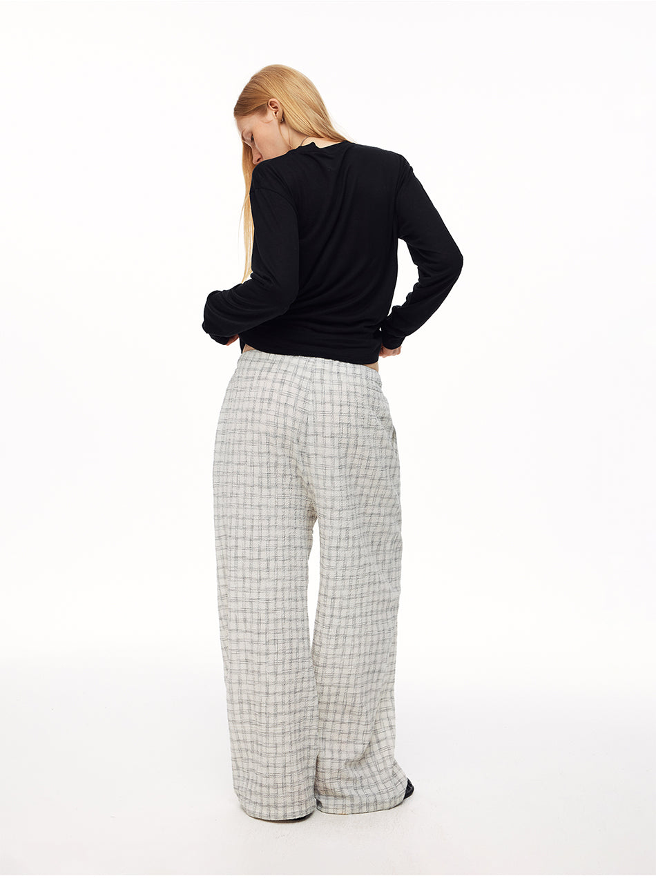MADWITCH TEXTURED PLAID DRAWSTRING SLOUCHY PANTS #CK61088