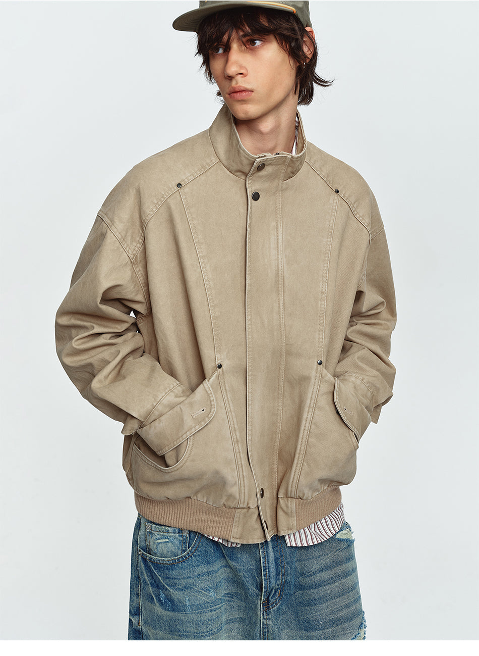 MADWITCH WASHED DISTRESSED CINCHED CROPPED UTILITY JACKET #AW26121