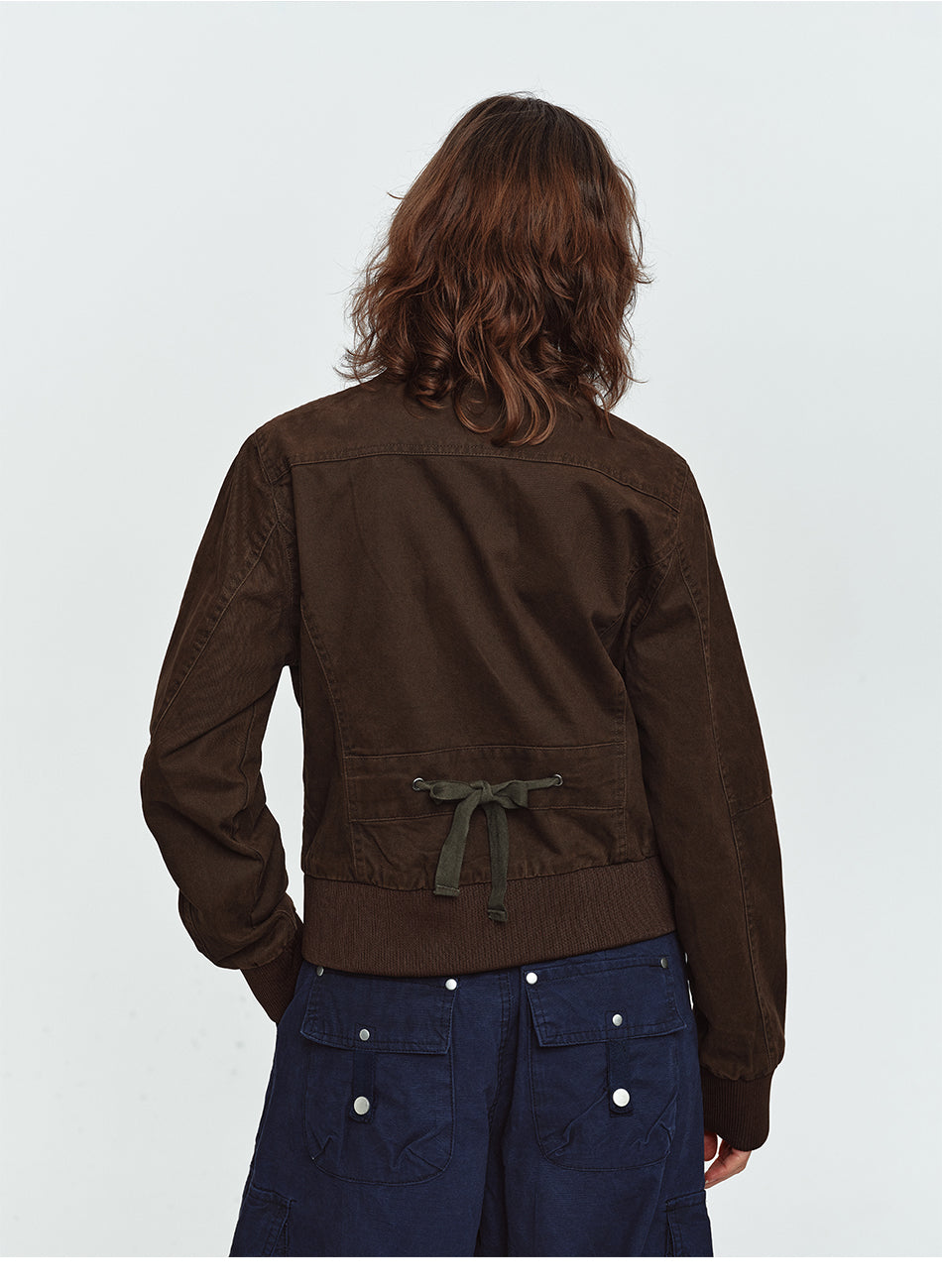 MADWITCH DRAWSTRING-BACK CROPPED STAND-COLLAR JACKET #N605