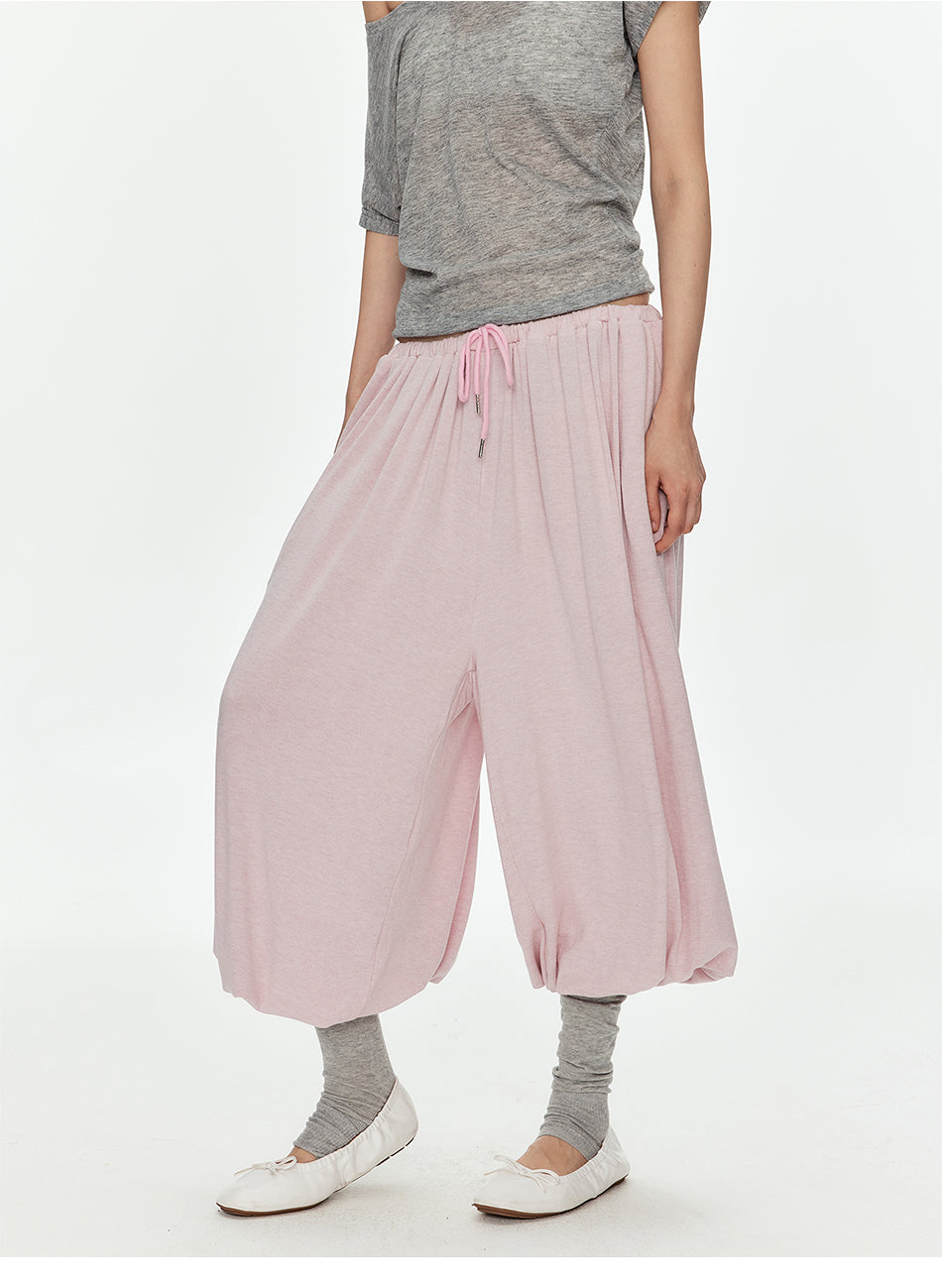 MADWITCH DRAWSTRING KNIT COZY LANTERN PANTS #8708