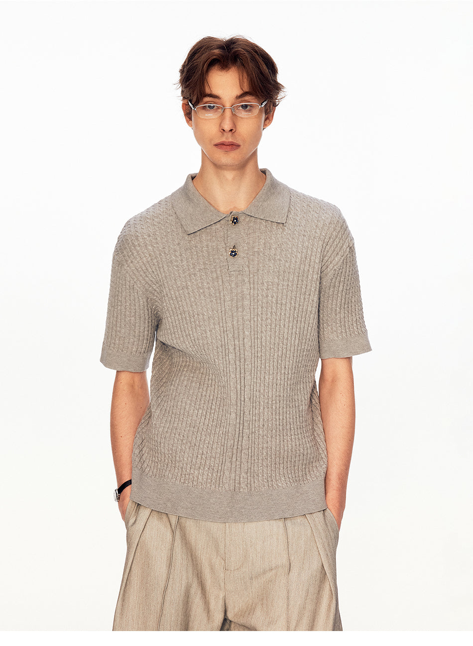 MADWITCH CABLE RIBBED POLO TEE #3011