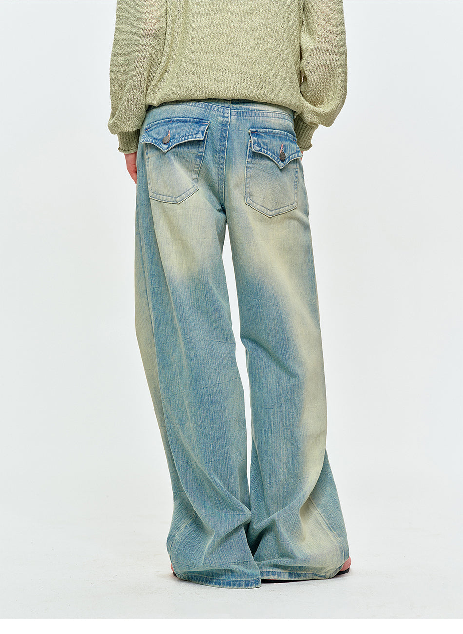 MADWITCH SLUB-WASHED WIDE-LEG JEANS #GPCN9856
