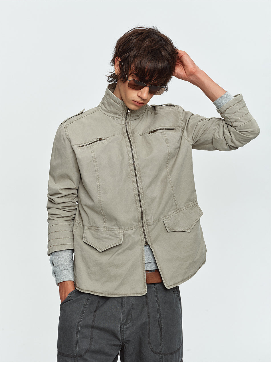 MADWITCH EPAULET MULTI-POCKET WASHED UTILITY JACKET #CW1381N
