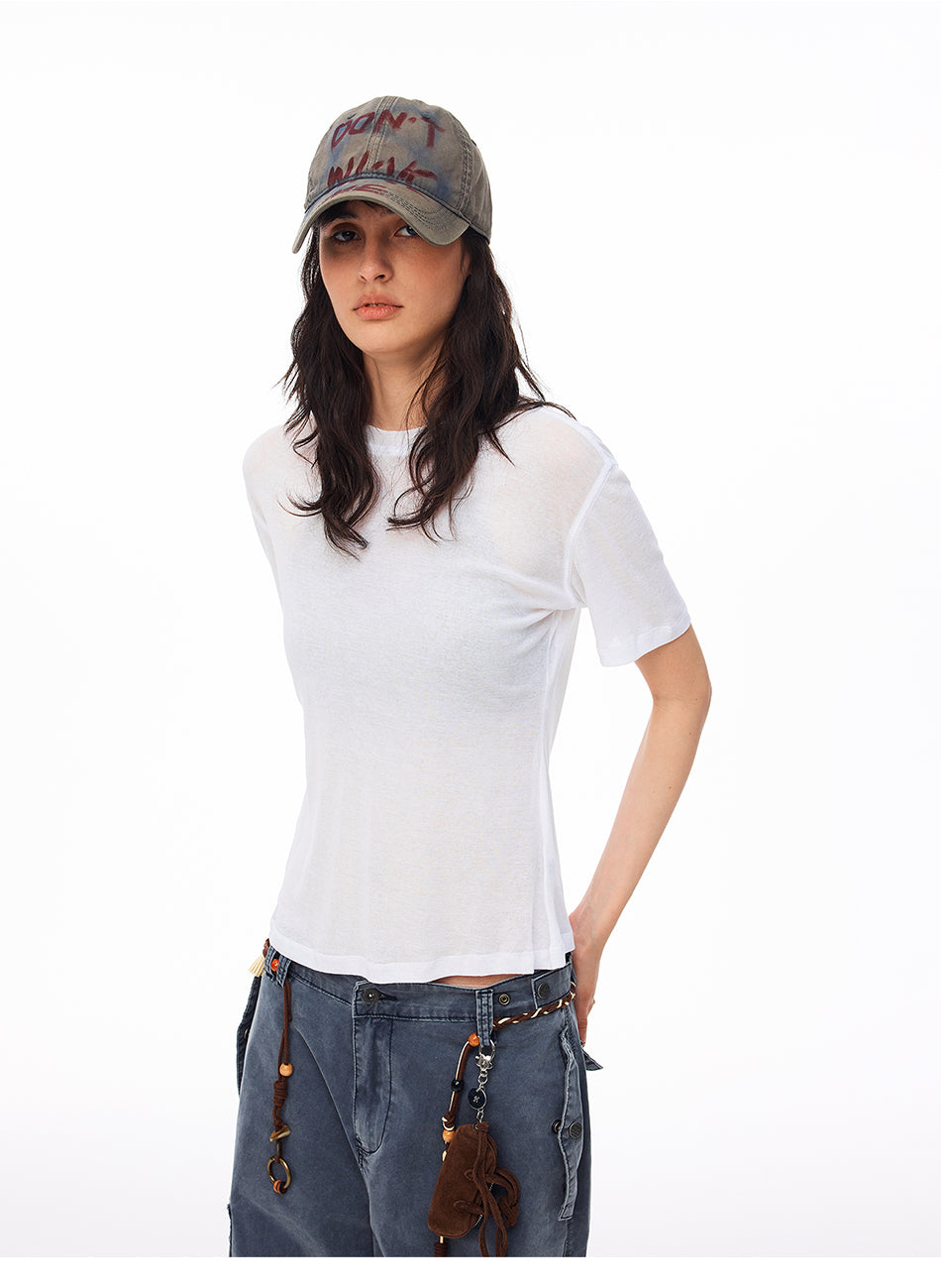 MADWITCH SHEER SHORT SLIM FIT CREWNECK TEE #GPTC150N