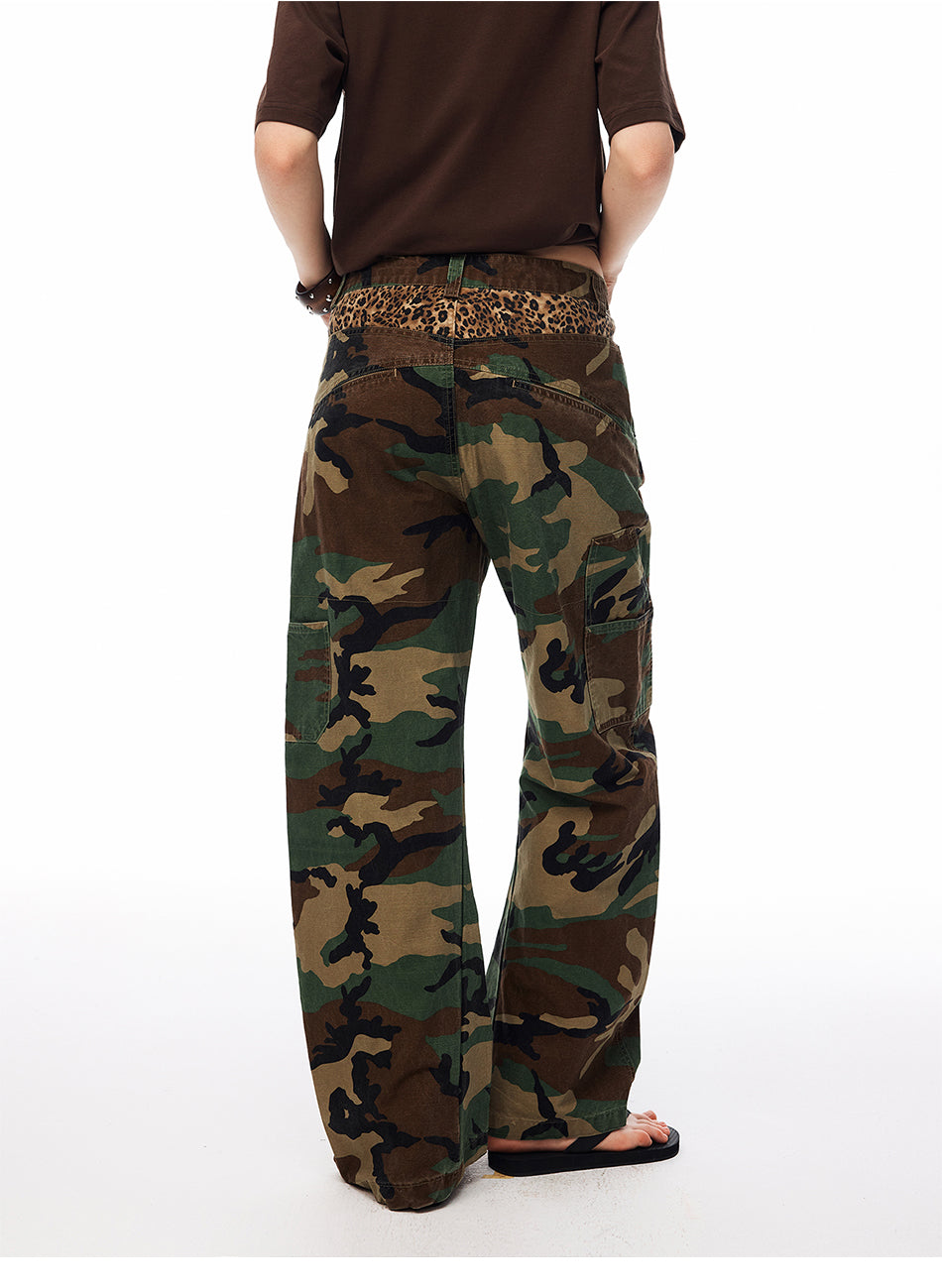 MADWITCH CAMO LEOPARD CURVED CARGO PANTS #CK61063