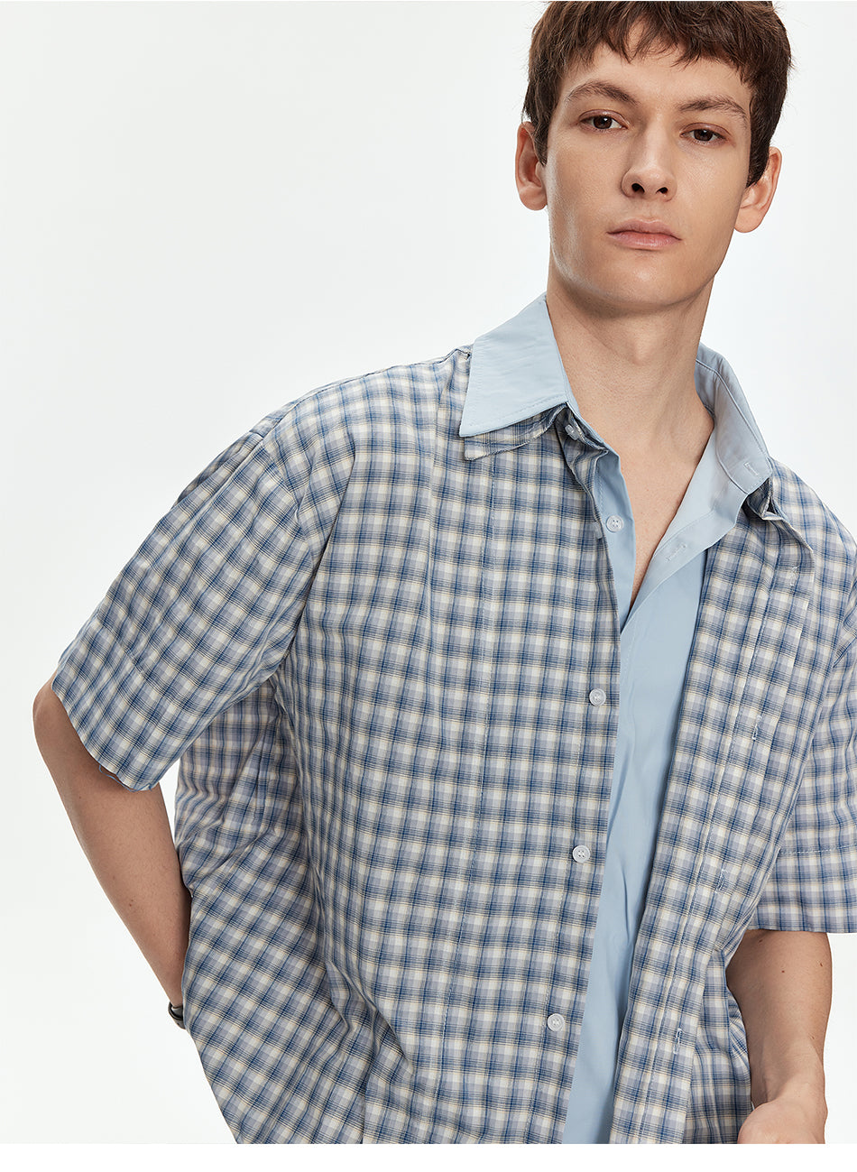 MADWITCH VINTAGE FAUX LAYER PLAID SHIRT #2756
