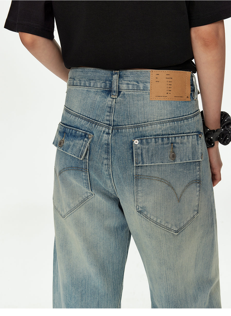 MADWITCH VINTAGE WASHED CURVED JEANS #CK9825