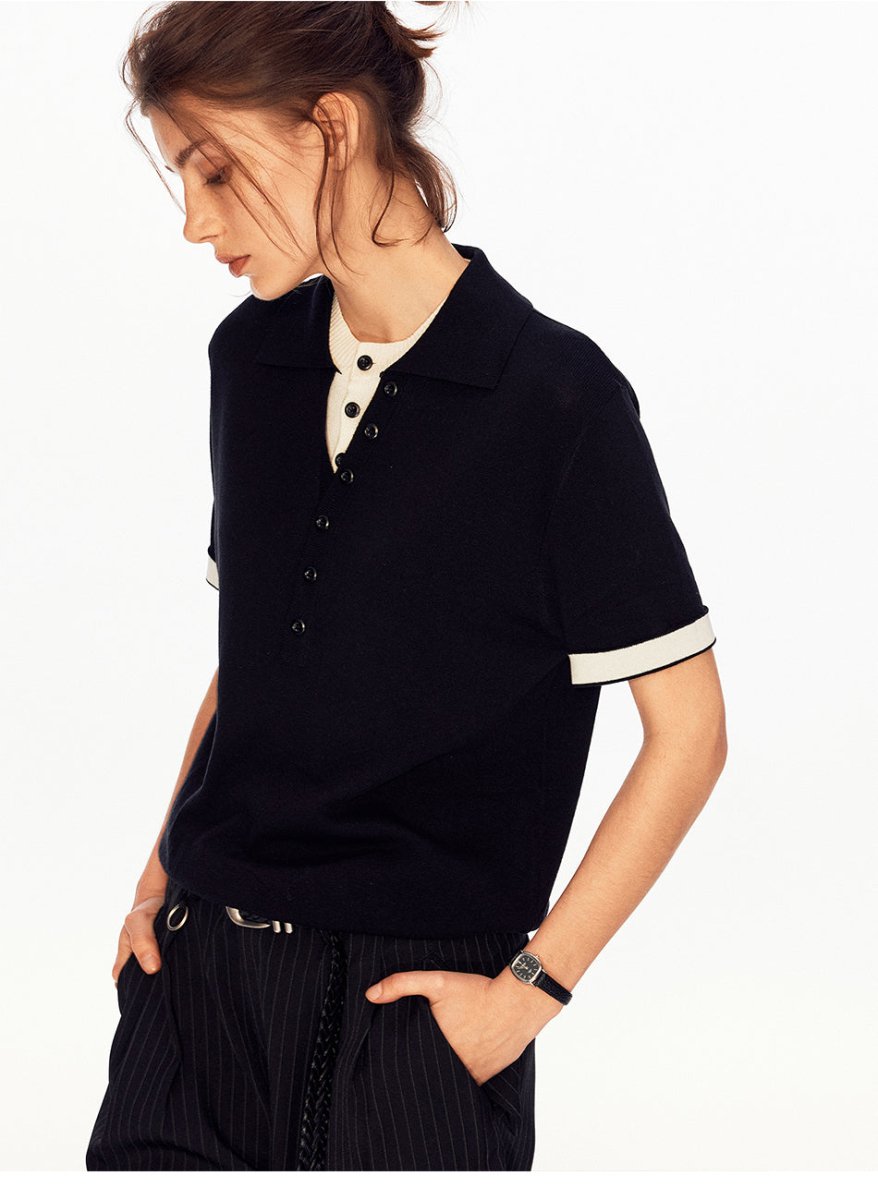 MADWITCH FAUX LAYER LINEN POLO TEE UTU066 - MadWitch Store