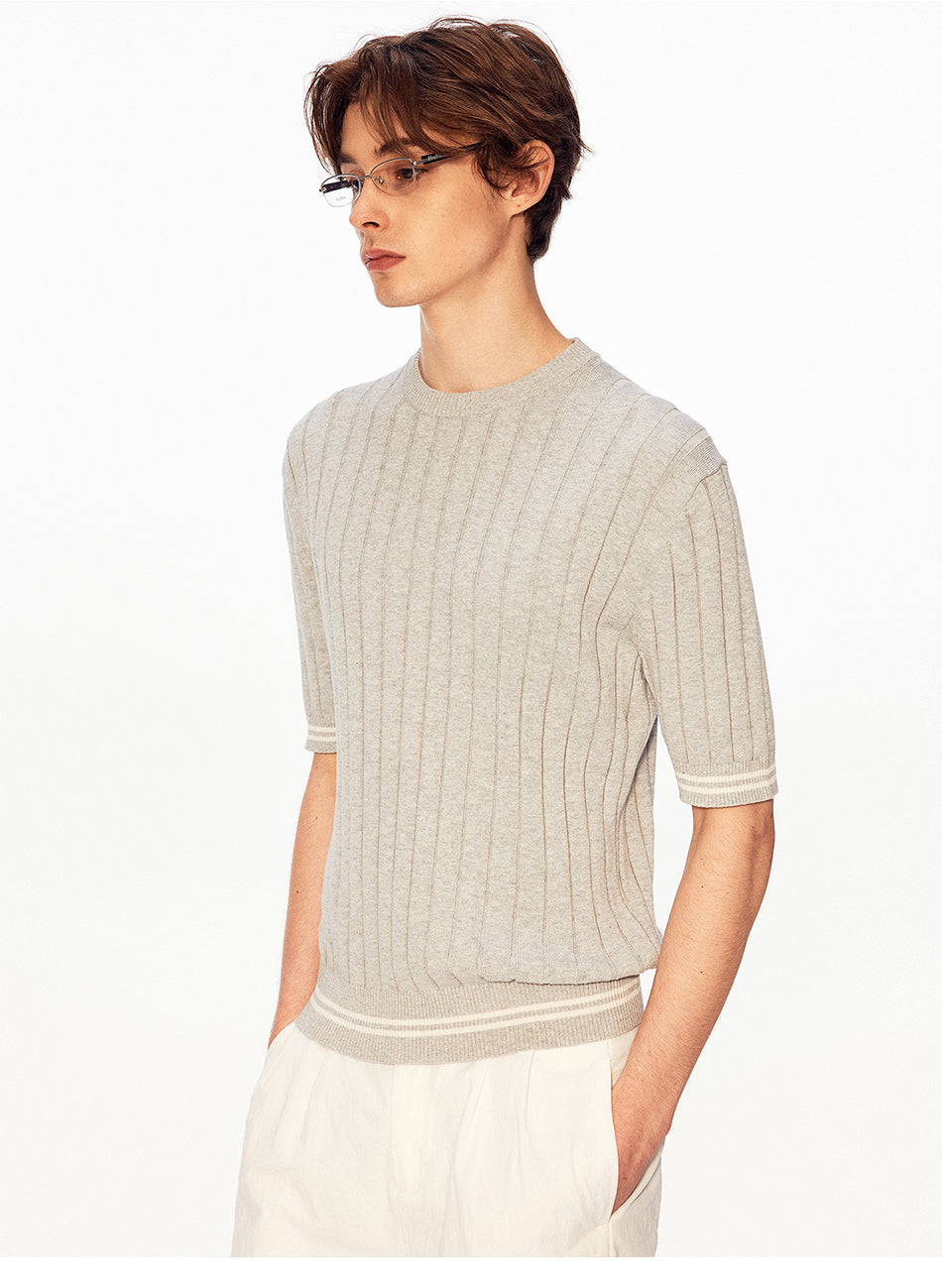 MADWITCH RELAXED RIBBED KNIT TEE #MD27486