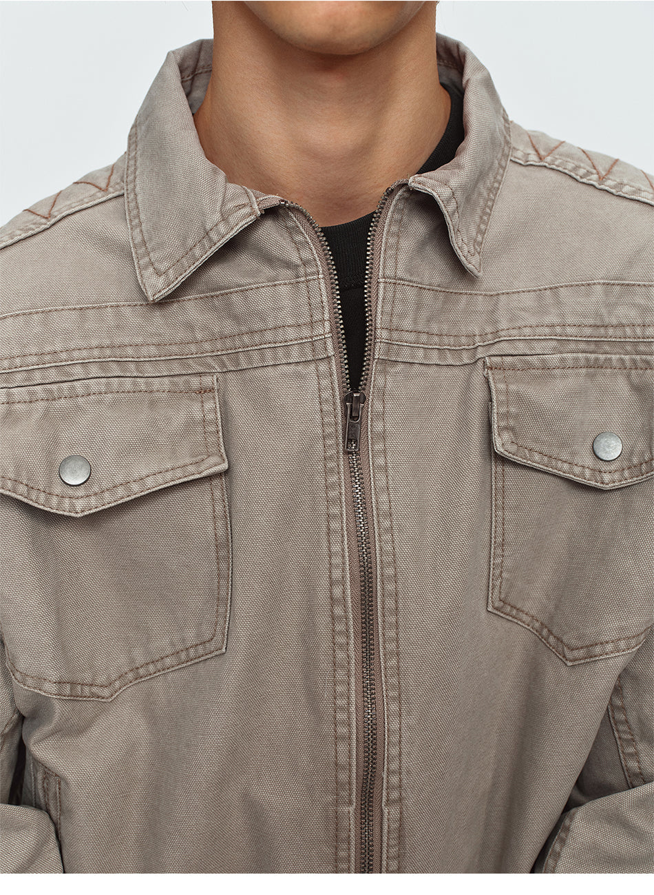 MADWITCH WASHED DISTRESSED COLLARED CROPPED DENIM JACKET #DY3016