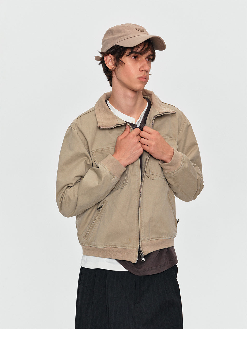 MADWITCH WASHED DUAL-POCKET STAND-COLLAR WORKWEAR JACKET #DY26043
