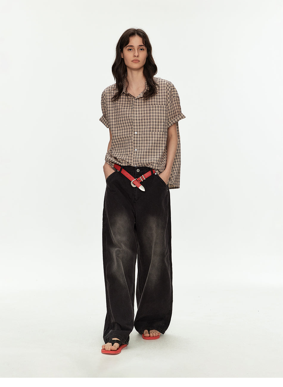 MADWITCH VINTAGE PLAID RELAXED SHIRT #B105