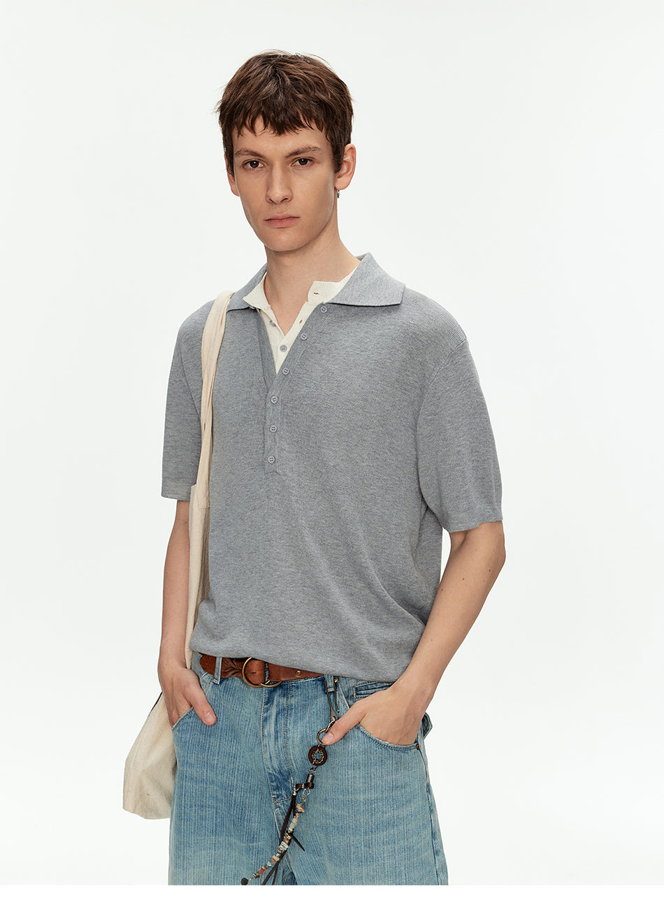MADWITCH VINTAGE FAUX LAYER POLO TEE #AW26819