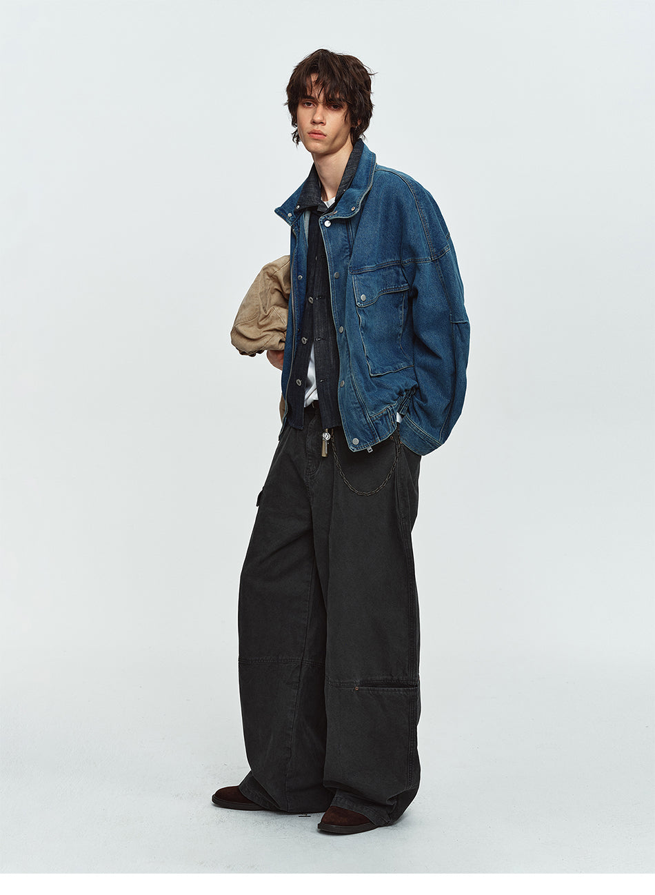 MADWITCH ELASTIC-HEM POCKETED COLLARED DENIM JACKET #AW26151