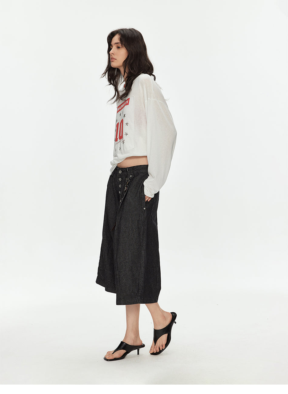 MADWITCH STRIPED PARIS BUCKLE PANTS #CK3633D