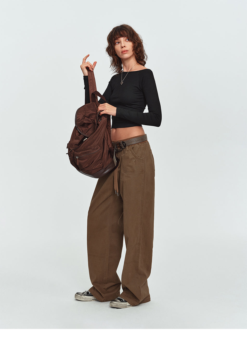 MADWITCH WASHED DRAWSTRING WIDE-LEG LOUNGE PANTS #AN9527