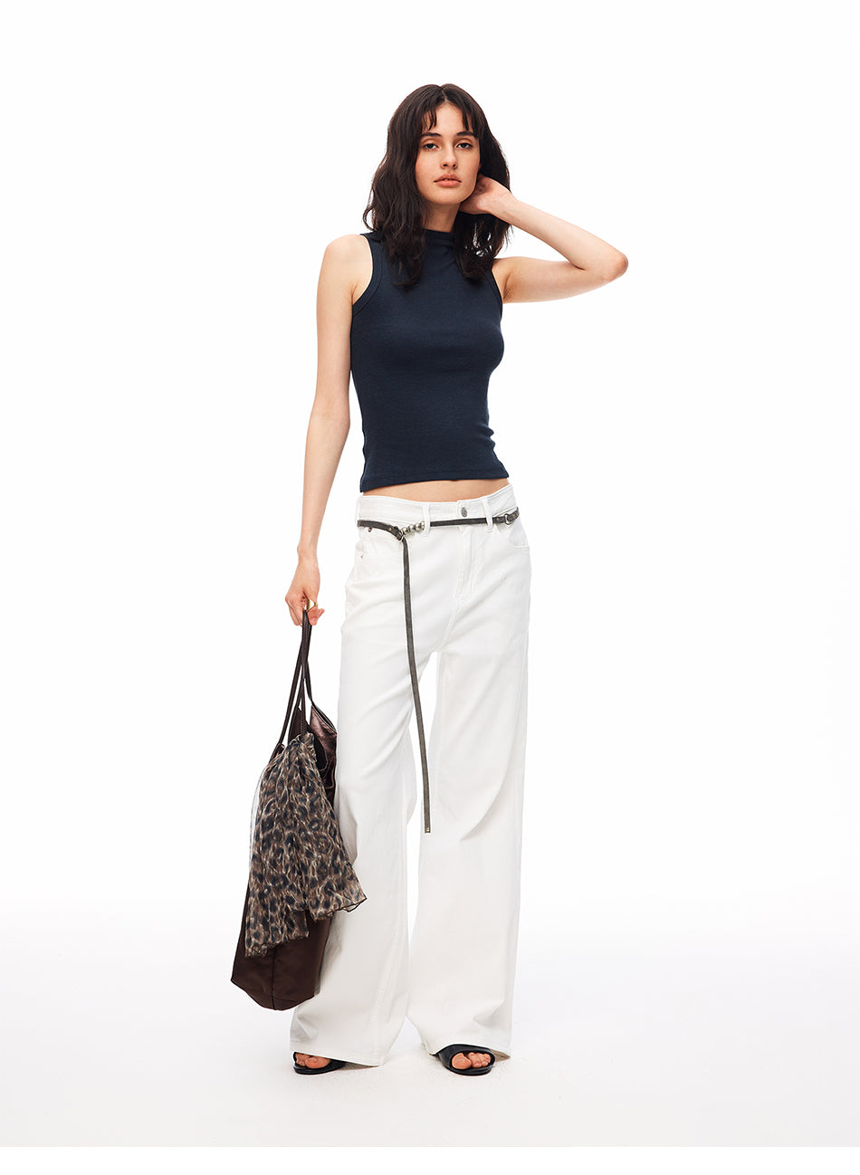 MADWITCH RIBBED MOCK NECK SLEEVELESS TANK #G2034