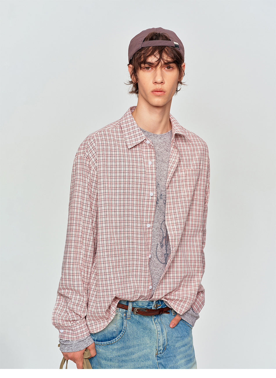MADWITCH DRAWSTRING PLAID SHIRT #RC153