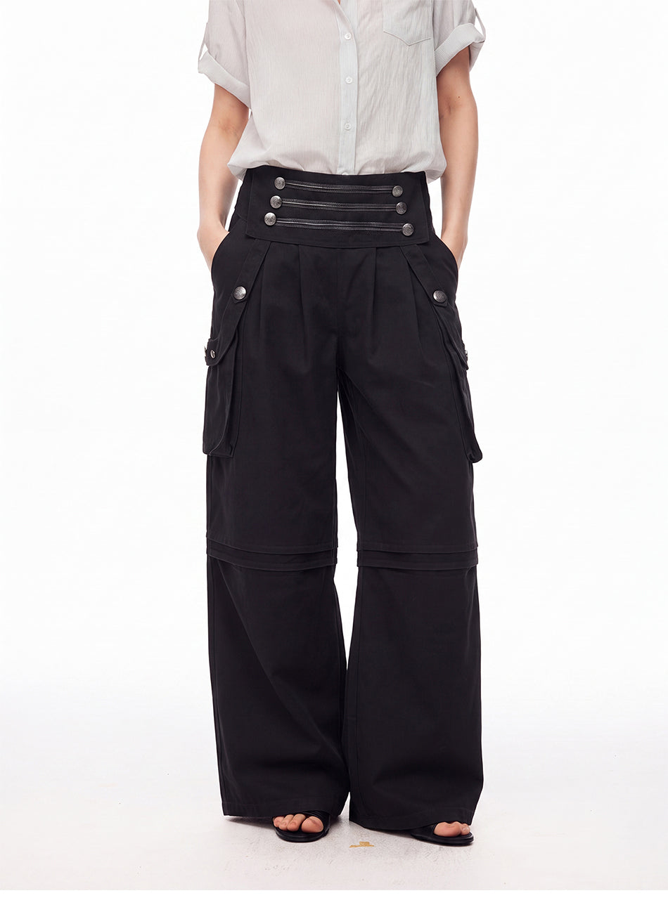 MADWITCH VINTAGE MULTI-BUTTON LAYERED CARGO PANTS #H6773-1