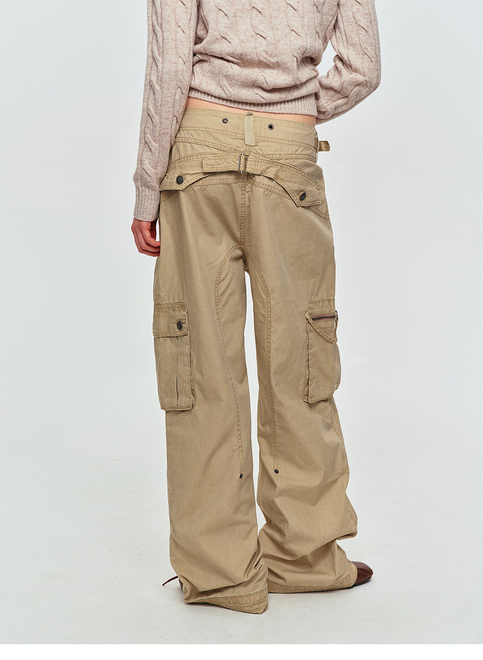 MADWITCH PANELED MULTI-POCKET CARGO PANTS #CK61019
