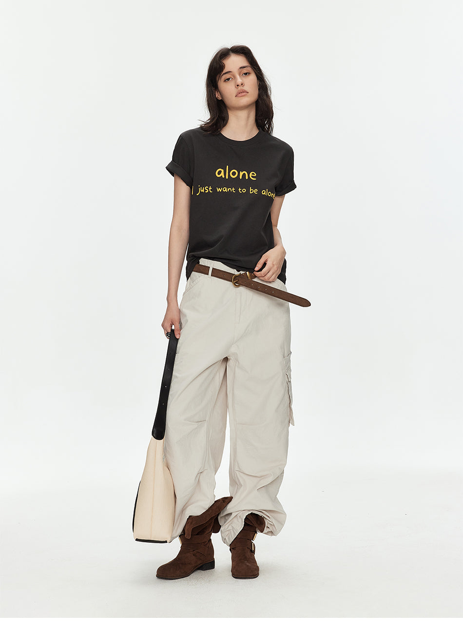 MADWITCH LETTER PRINT COUPLE TEE #MD4330