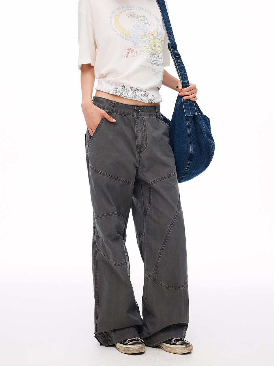 MADWITCH DECONSTRUCTED EMBROIDERED WASHED CARGO TROUSERS #CK3653