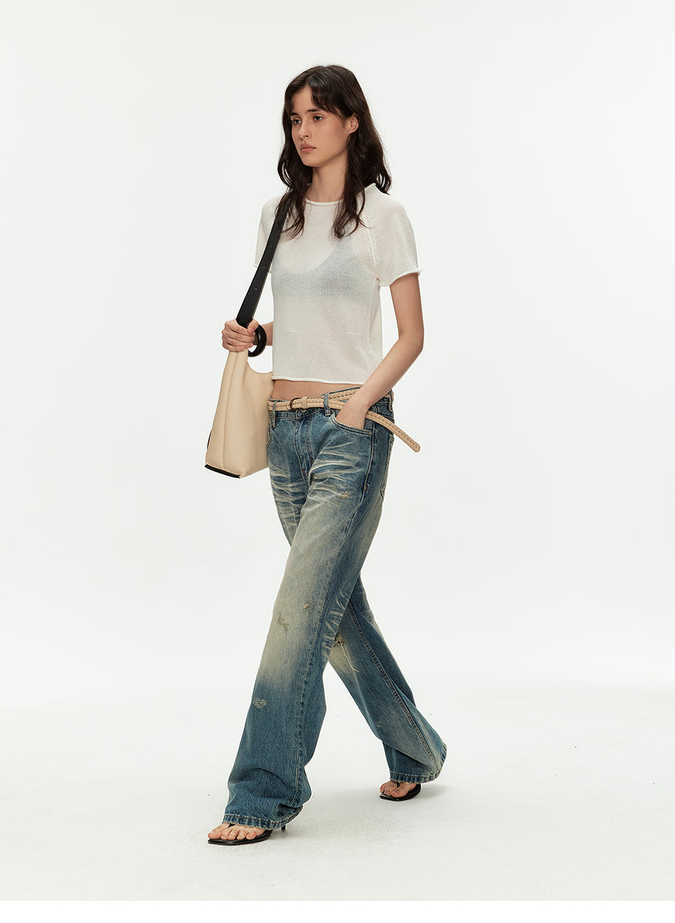 MADWITCH VINTAGE WHISKER FLARE JEANS #GPC5611