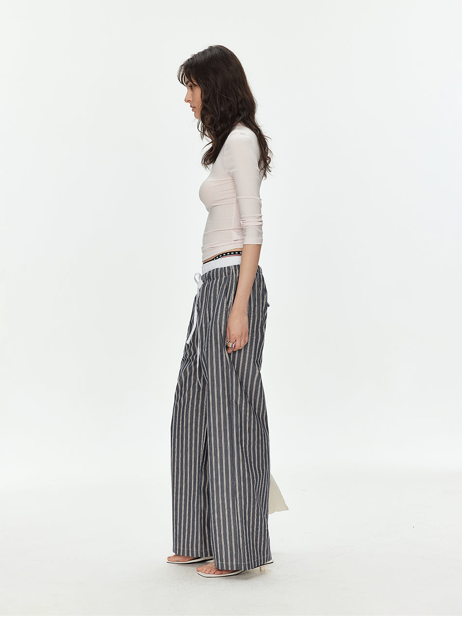 MADWITCH STRIPED SUMMER WIDE LEG PANTS #CK61029
