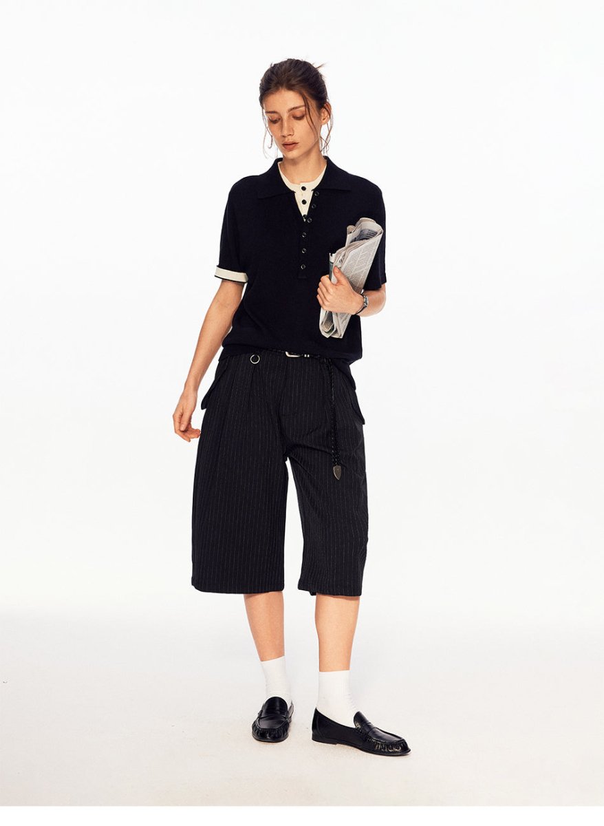 MADWITCH FAUX LAYER LINEN POLO TEE UTU066 - MadWitch Store