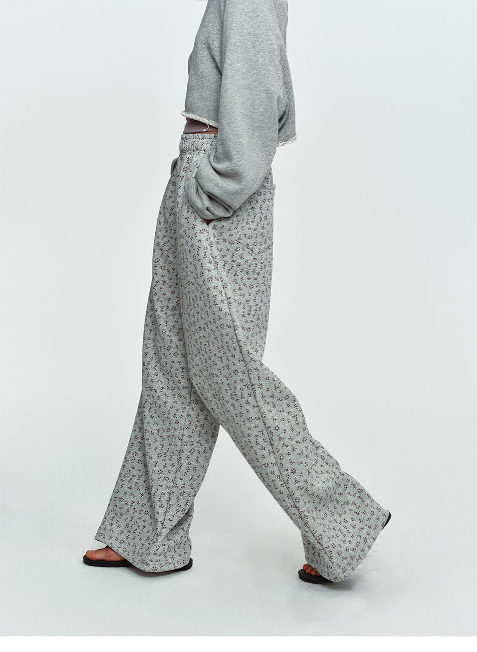 MADWITCH FLORAL-PRINT ELASTIC-WAIST WIDE-LEG PANTS #C1100
