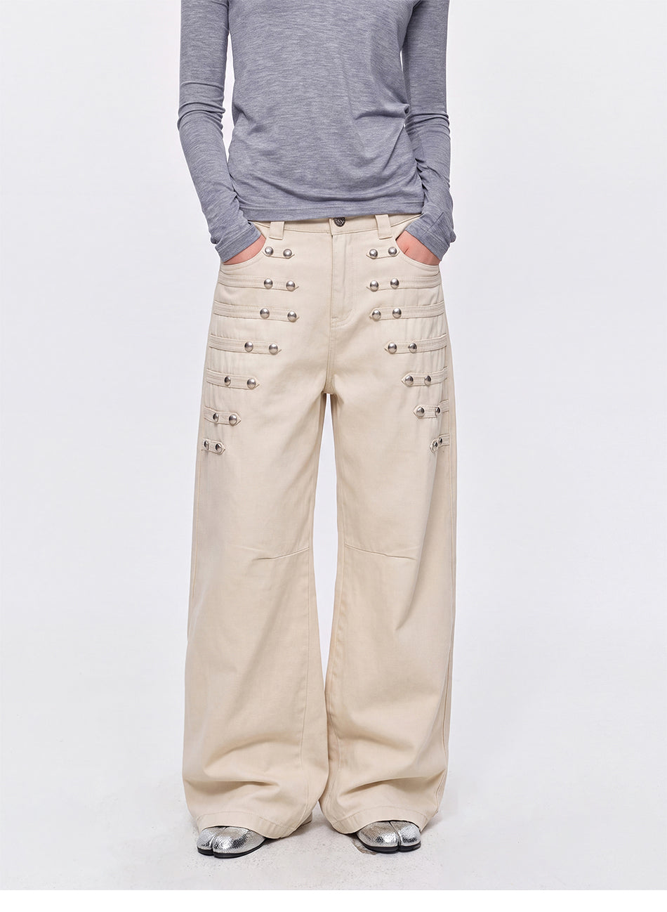 MADWITCH RIVET COURT WIDE-LEG TROUSERS #6844