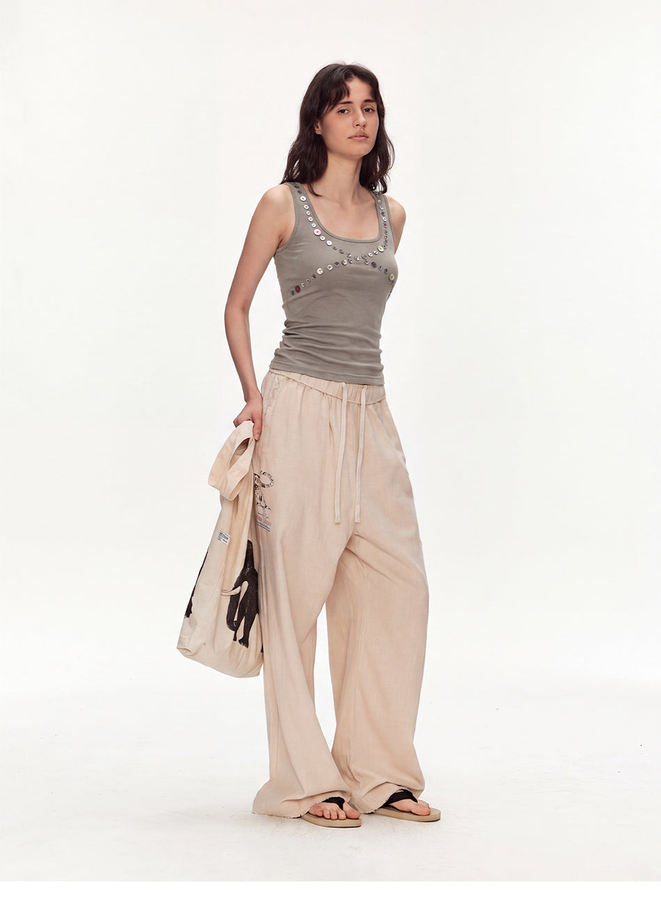 MADWITCH BUTTON-TRIM SQUARE-NECK TANK TOP #G26381