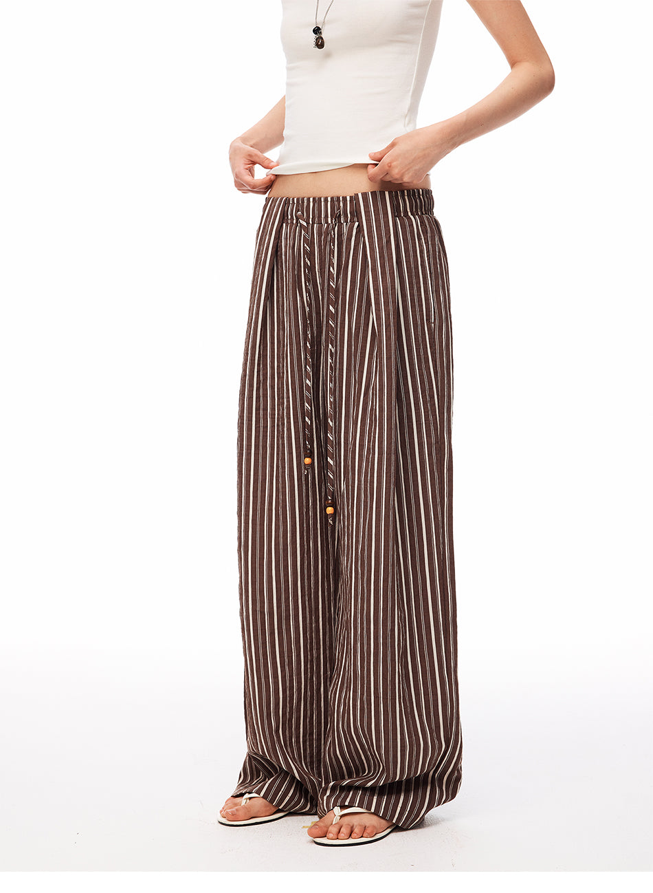 MADWITCH STRIPED LYOCELL-BLEND WIDE-LEG PANTS #CK61030