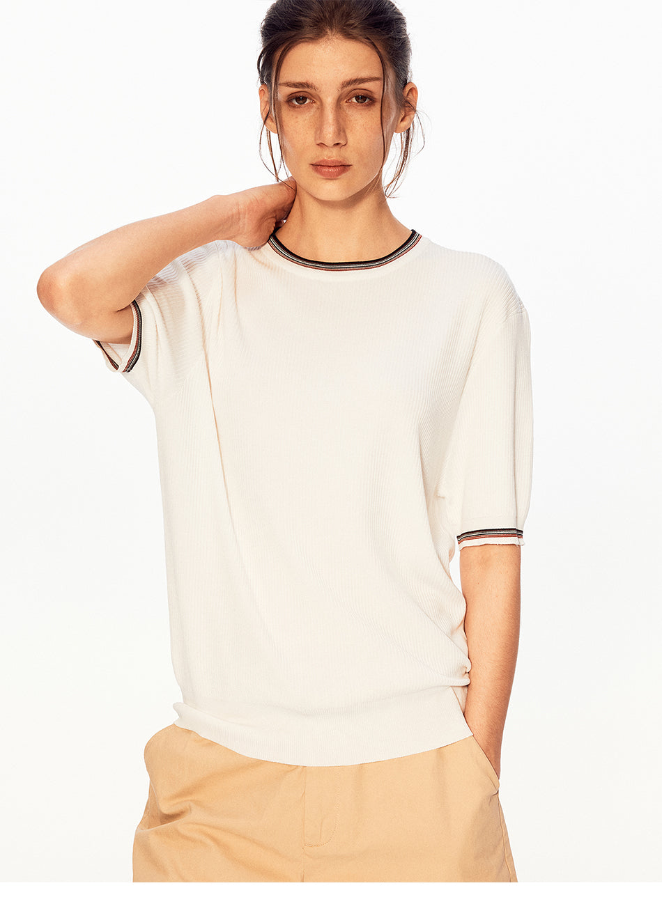 MADWITCH VINTAGE PIPING KNIT TEE #TR27489