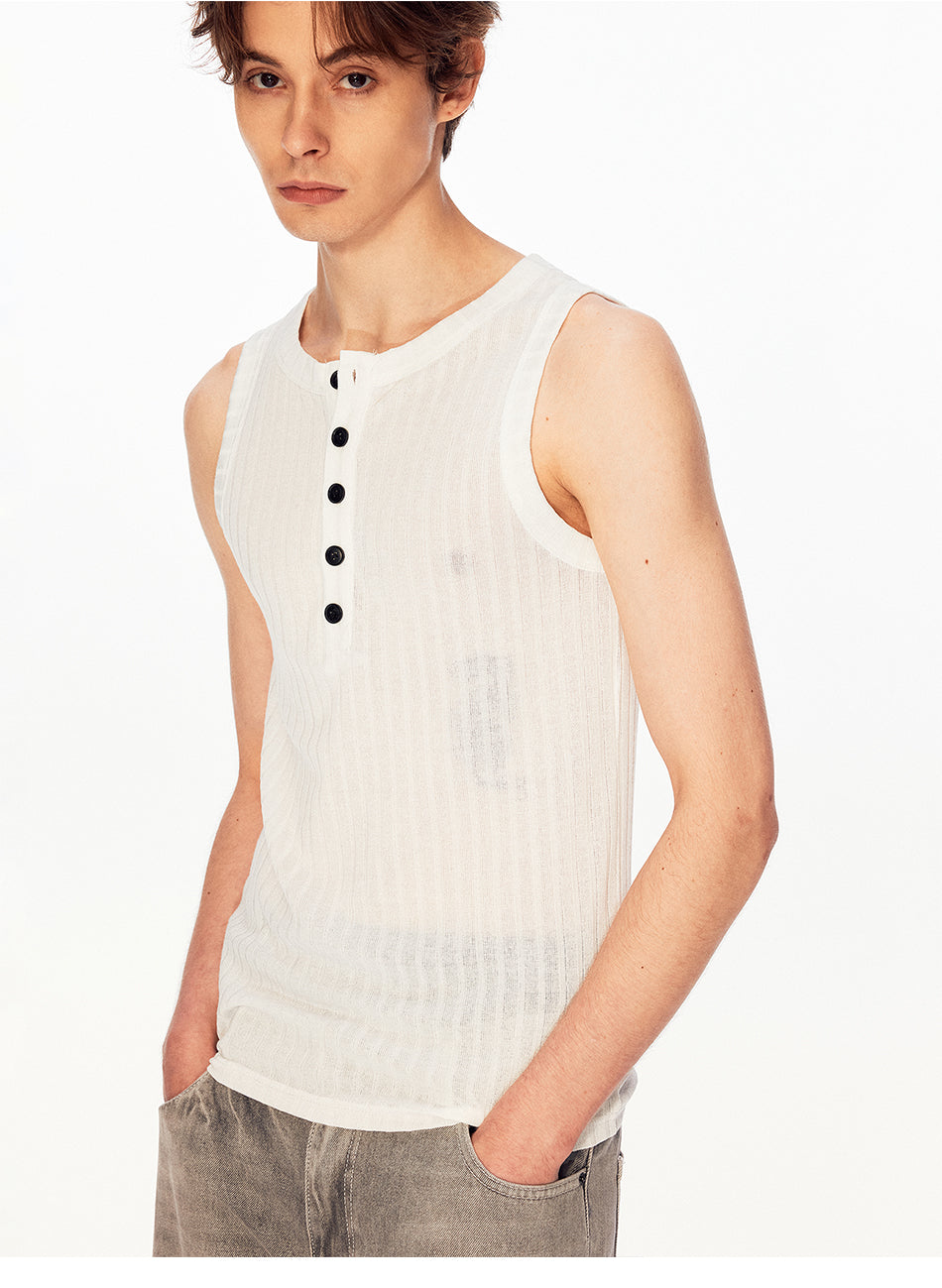 MADWITCH HENLEY RIBBED SLEEVELESS TOP #AW26006