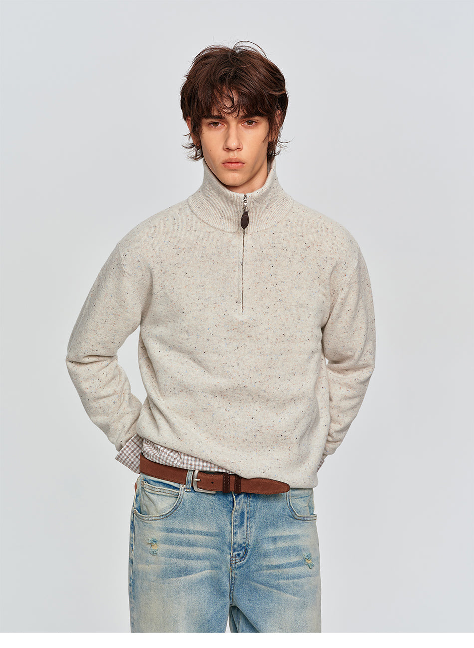 MADWITCH HALF-ZIP COLLARED WOOL KNIT SWEATER #78852