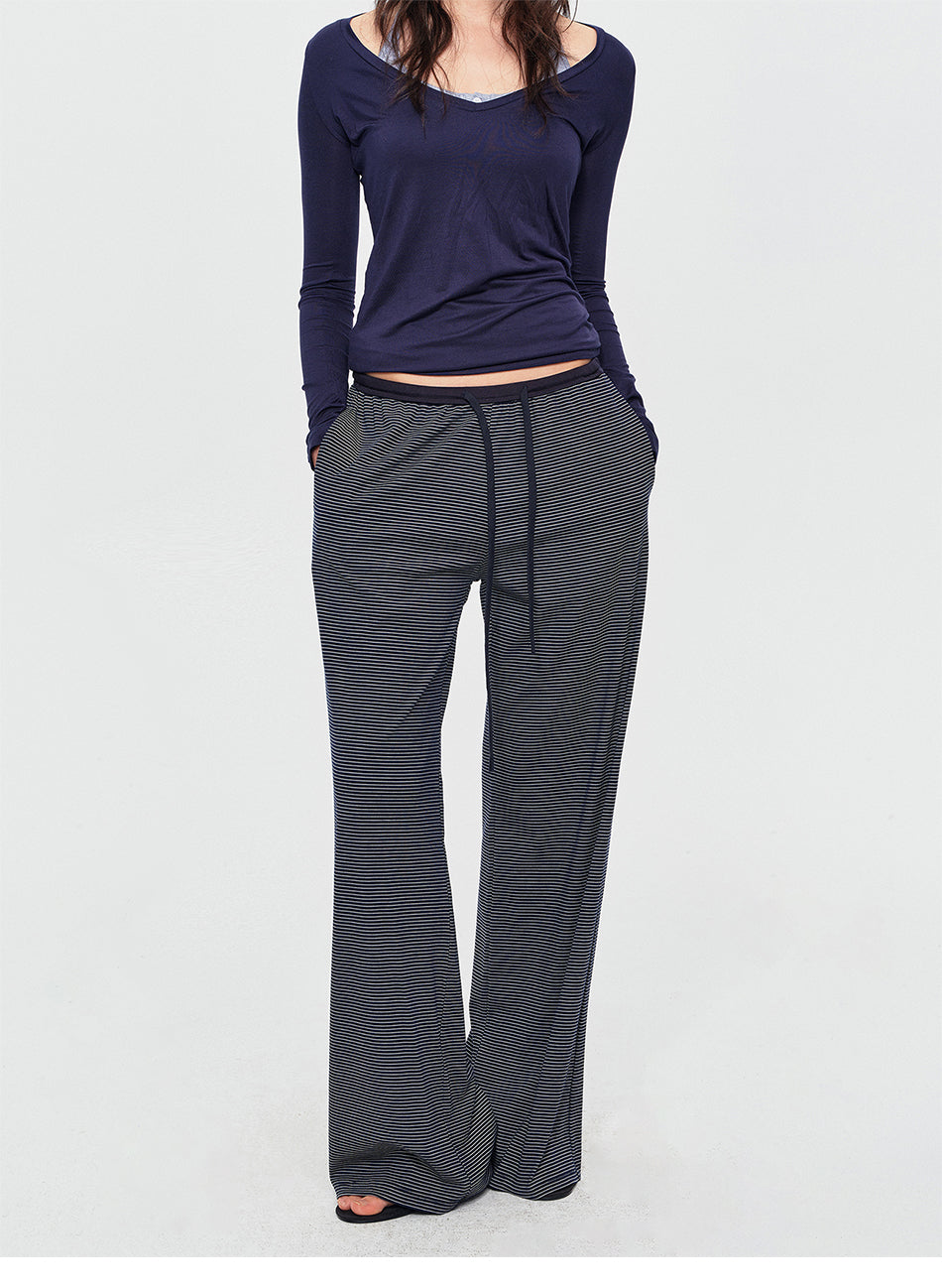 MADWITCH STRIPED LYOCELL WIDE-LEG TROUSERS #CN61103