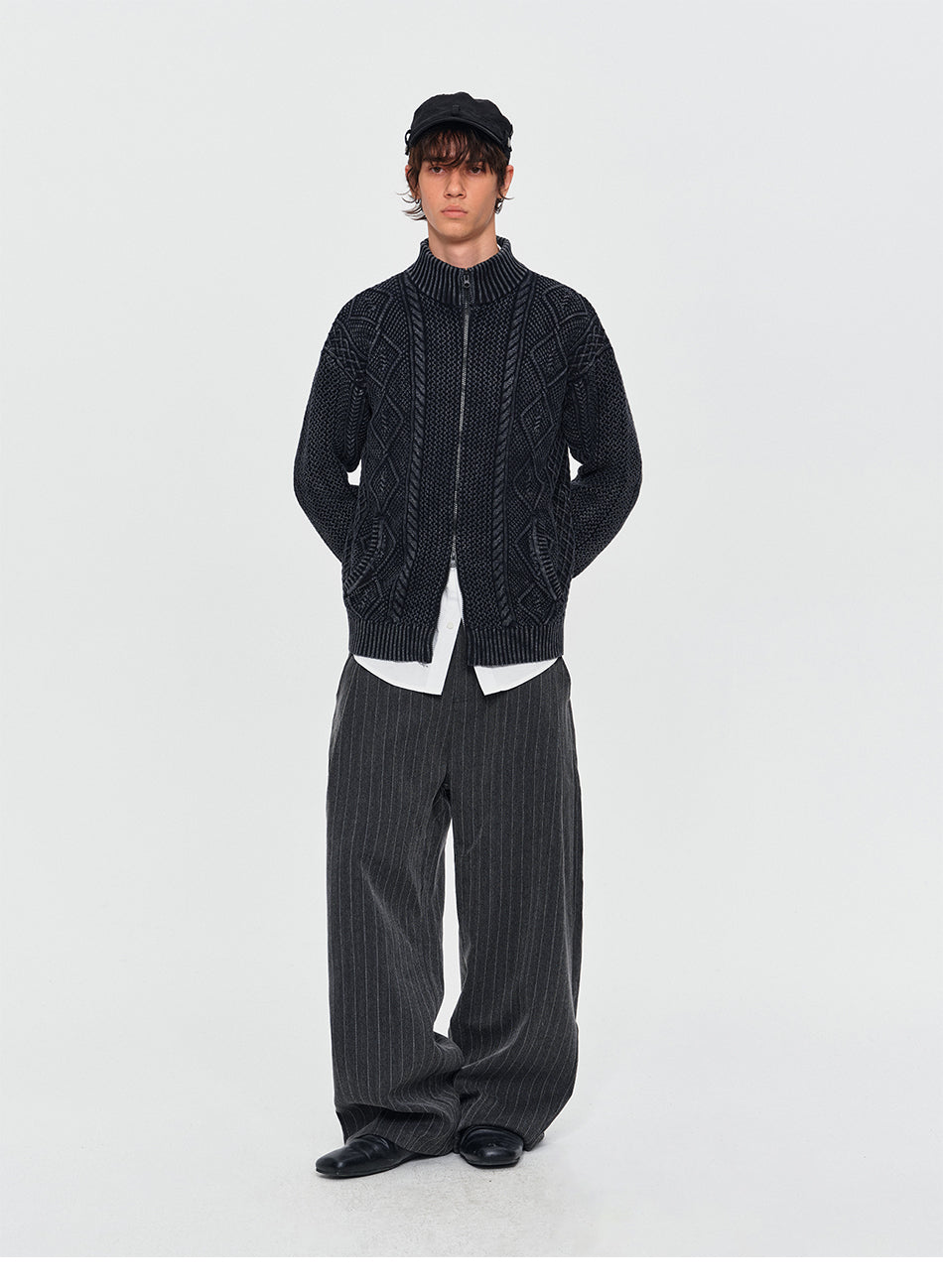 MADWITCH CABLE-KNIT ZIP-UP CARDIGAN #GPMYC022