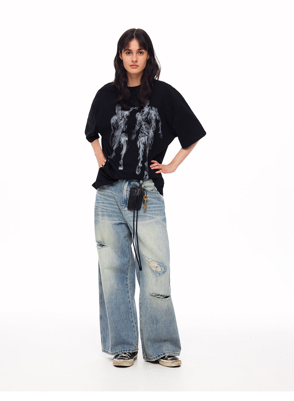 MADWITCH VINTAGE SMOKE CHARACTER GRAPHIC TEE #3265
