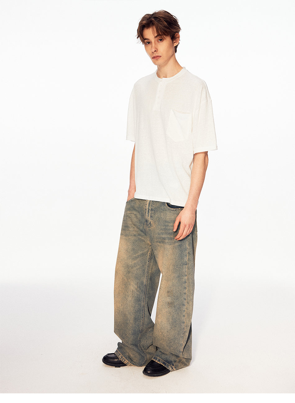 MADWITCH HENLEY LINEN RELAXED TEE #UTU055